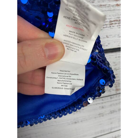 Collective the Label Cobalt Blue Full Sequin Cropped Tank Top ASOS Party 12 - Picture 6 of 10